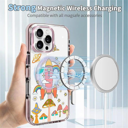 Case for iPhone 16 Pro Max, Spaceship Mushroom Phone Case Design，for Women - Image 4