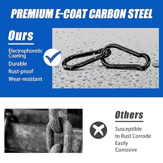 Carabiner Clip Hook, 3.15 inch 20 pcs Black Heavy Duty Spring Snap Hook Key - Image 2