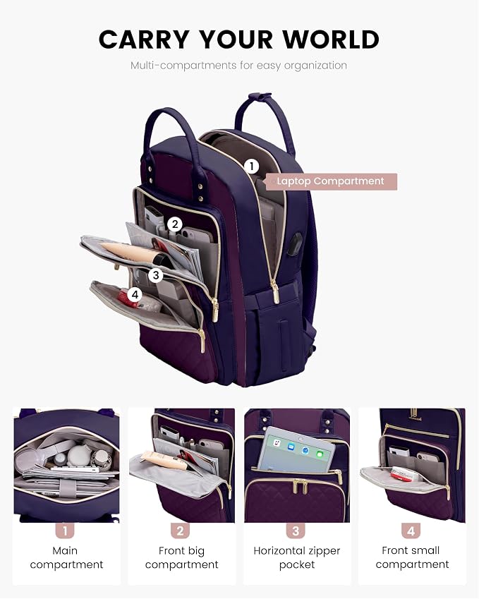 LOVEVOOK Laptop Backpack Purse for Women, 15.6" Laptop Bag for Travel - Image 3