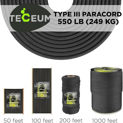 TECEUM 5/32" Paracord Rope 1000 – 1000ft / 200ft / 100ft / 50ft – Tactical - Image 9