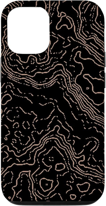 Topography Black & Brown Abstract Pattern Topographic Map Case by Unknown