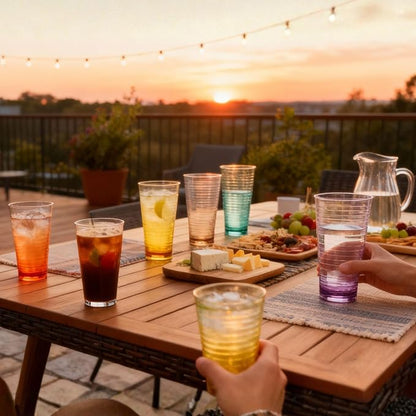 8-Piece Ombre Tumbler Set, 20oz Plastic Drinking Glasses, Shatterproof BPA-Free - Image 9