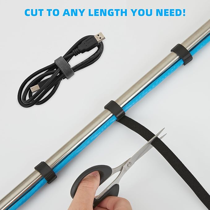 50 ft x 1/2 inch Hook and Loop Roll, Reusable Fastening Cable Ties, Office and - Image 3