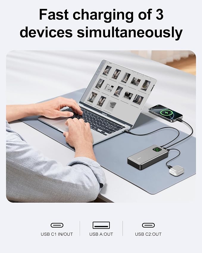 65W Power Bank, 25000mAh Travel Essential USB C Laptop Portable Charger - Image 5
