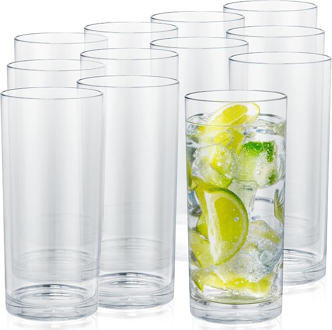 Zulay Kitchen Plastic Drinking Glasses – 16oz Acrylic Shatterproof Water Cups by ZulayKitchen