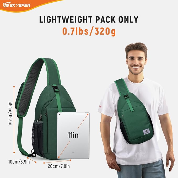 SKYSPER Sling Bag RFID Cross Body Bag Recycled Crossbody Backpack Travel Daypack - Image 2