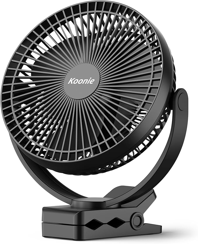 Koonie 10000mAh Clip on Fan Rechargeable, 8-Inch Battery Operated Desk Fan by Koonie