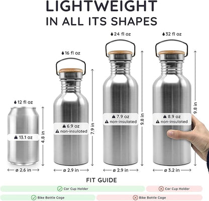 Bambaw Stainless Steel Water Bottles 32 oz, Non-insulated Single Wall Metal - Image 5