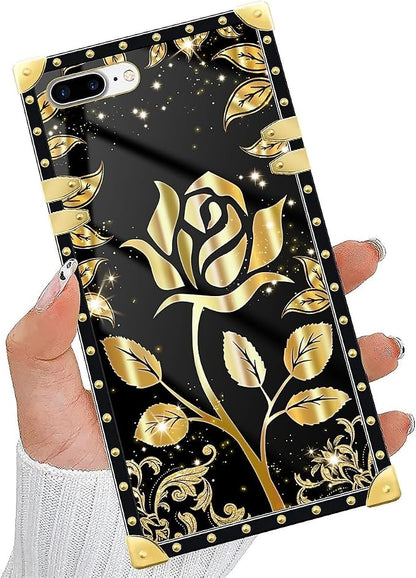 Compatible with iPhone 8 Plus 7 Plus Case, Shine Gold Rose Luxury Golden - Image 5