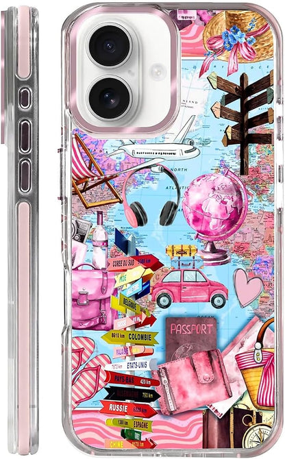 Case for iPhone 16 Plus, Cover Holiday Trip World Map Phone Case Design，for by Toulas
