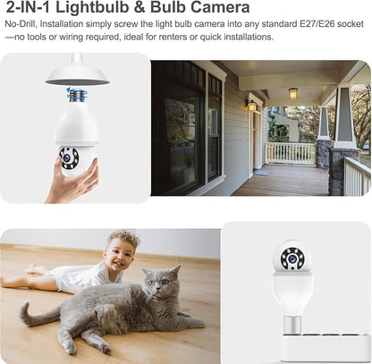 Light Bulb Security Camera, 5G&2.4GHz WiFi Light Bulb Camera Outdoor, 2-in-1 - Image 5