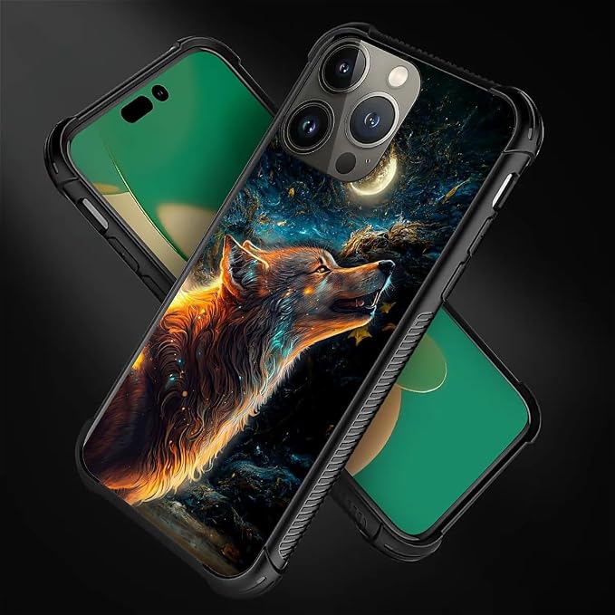 for iPhone 11 Pro Case, Star Cave Hungry Wolf Pattern Graphic Design Girl Boy - Image 2