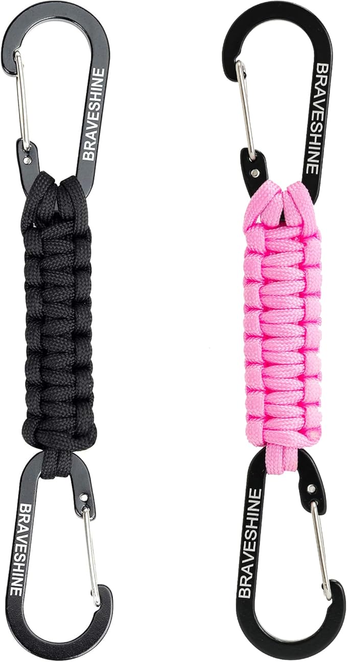 BRAVESHINE Paracord Keychain Carabiner Clip, D Ring Lanyard Hanger Stroller Hook by BRAVESHINE