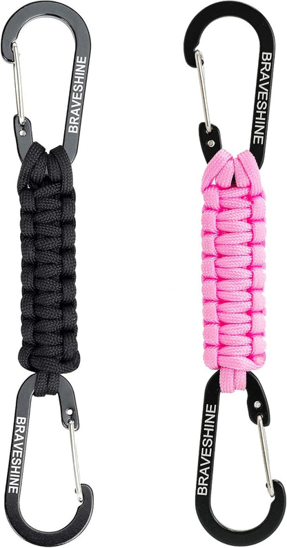 BRAVESHINE Paracord Keychain Carabiner Clip, D Ring Lanyard Hanger Stroller Hook by BRAVESHINE