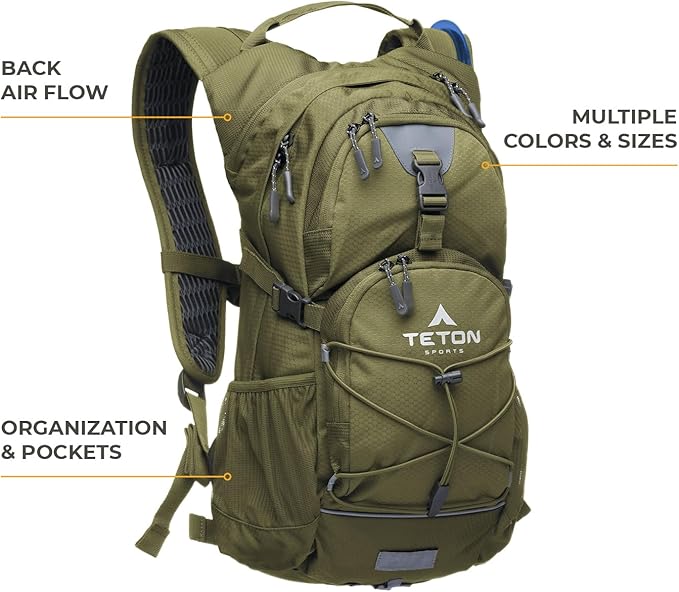 Teton Oasis/Trailrunner Hydration Backpack – Lightweight Water Pack - Image 2