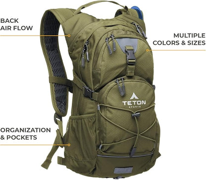 Teton Oasis/Trailrunner Hydration Backpack – Lightweight Water Pack - Image 2
