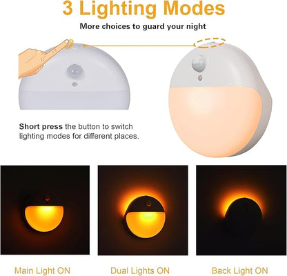 YUNLEX 2 Pack Amber Night Light, Battery Operated Night Light, 2.6" Small - Image 5