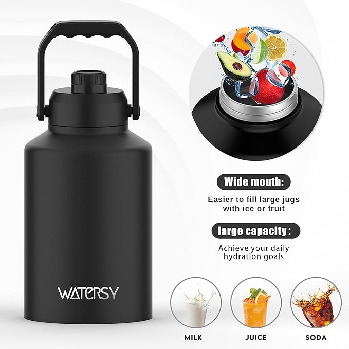 WATERSY 1 Gallon Water Bottle Insulated, BPA Free&Leak Proof, 128oz Stainless - Image 5