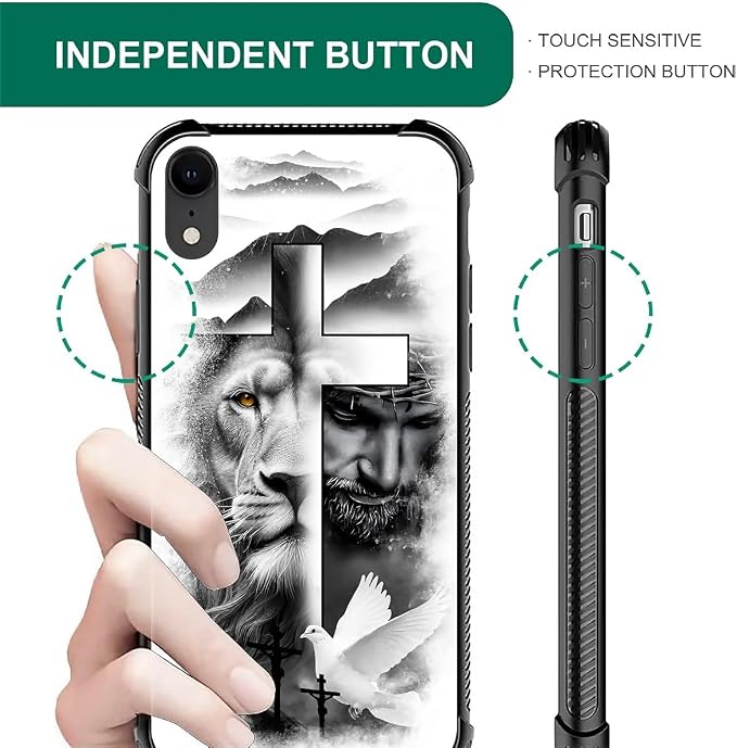 for iPhone XR Case, Lion Cross Jesus Christ Dove Pattern Graphic Design Girl - Image 6