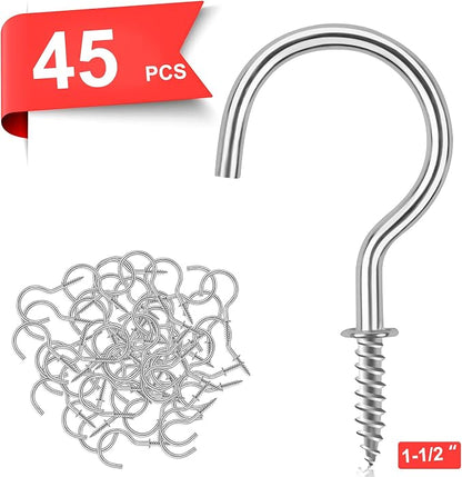 Cup Screw Hooks, 1-1/2 inch Metal Screw in Ceiling Hooks 45 Pack Plant Hanger - Image 2