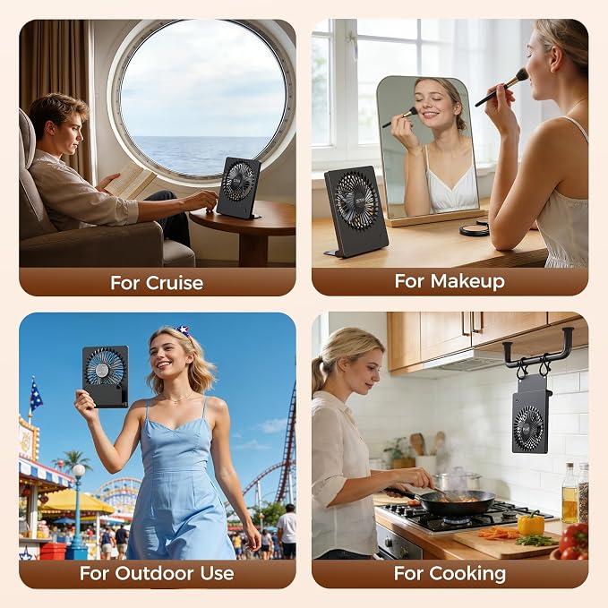 Zuvas Desk Fan Battery Operated Fan Rechargeable 180°Tilt Folding Personal Fan - Image 7