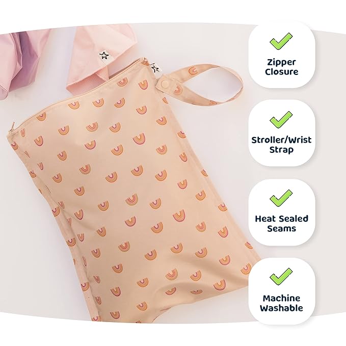 Tiny Twinkle Mess Proof Wet Bags | 2-Pack Reusable Waterproof Wet Bags - Image 4
