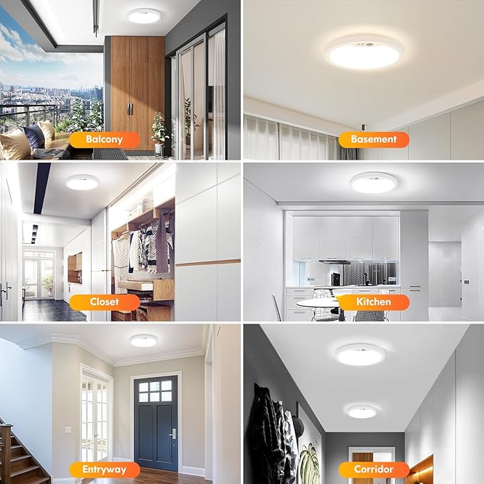 Brightever 7 Inch Motion Sensor Ceiling Light Wired, 15W 1500LM Close to - Image 7