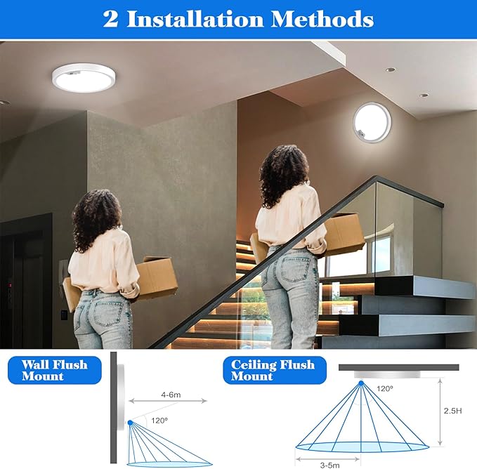 4PACK Flush Mount Ceiling Light Fixture Wired, Motion Sensor Ceiling Light - Image 4