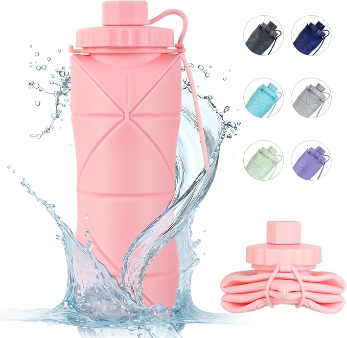 YCT Collapsible Silicone Travel Water Bottle 20oz, Reuseable Leakproof BPA Free - Image 2