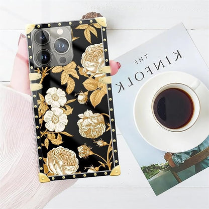 Compatible with iPhone 14 Pro Case, Blooming Rose Golden Flower Luxury Golden - Image 7