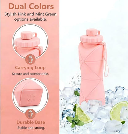 Collapsible Travel Water Bottle 20oz, Foldable Silicone Lightweight Reusable - Image 4