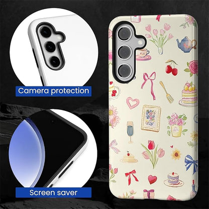 for Samsung Galaxy S24 FE Case, HL2 Aesthetic Bow Preppy Collage Hybrid 2 Layer - Image 4