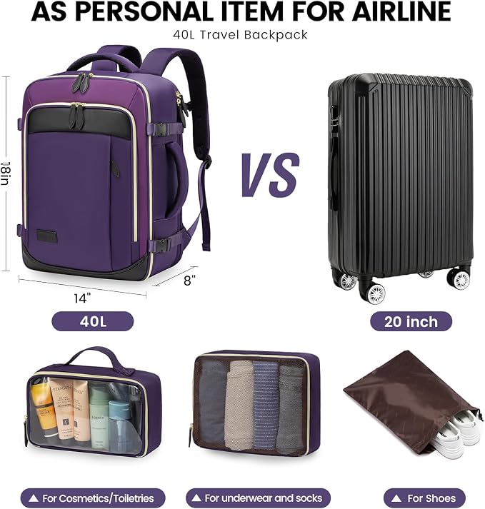 LOVEVOOK Travel Backpack for Women, 40L Carry On Backpack - Image 4
