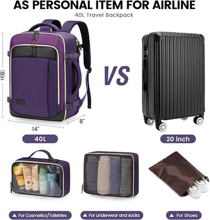 LOVEVOOK Travel Backpack for Women, 40L Carry On Backpack - Image 4