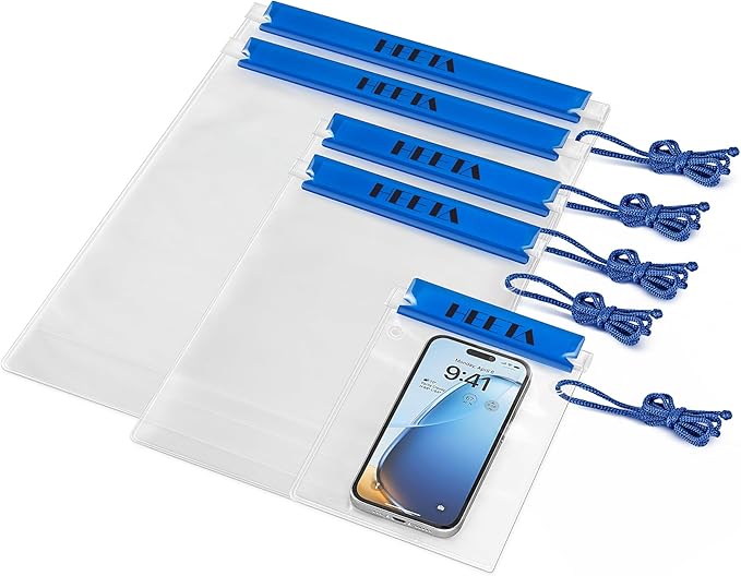 HEETA 5-Pack Clear Waterproof Dry Bag Pouch, Water Tight Cases Dry Bags by HEETA