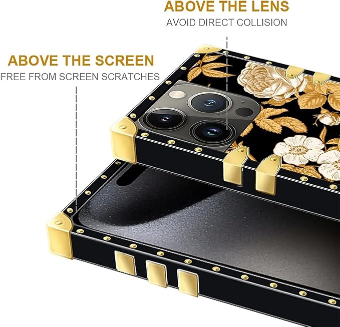 Compatible with iPhone 16 Pro Case, Blooming Rose Golden Flower Luxury Golden - Image 6