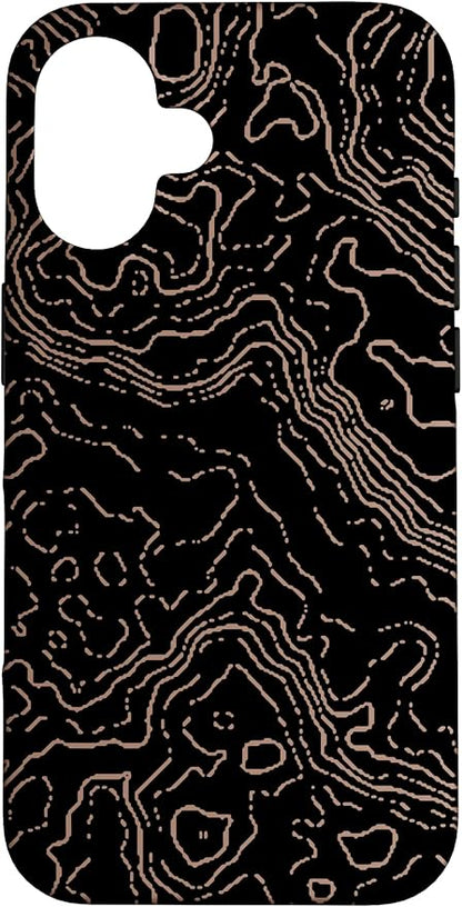 Topography Black & Brown Abstract Pattern Topographic Map Case by Unknown