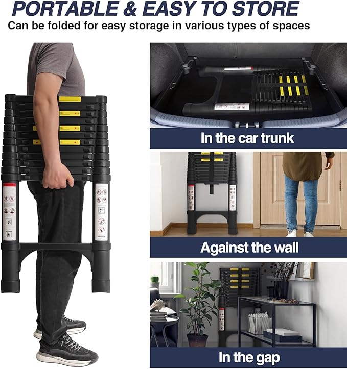BOCOM 12.5 FT Aluminum Telescoping Ladder, Lightweight Multi-Purpose - Image 6