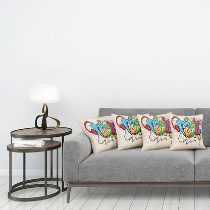 Ambesonne Music Throw Pillow Cushion Case Pack of 4, Illustration of Graffiti - Image 3