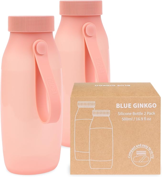 BLUE GINKGO Collapsible Water Bottle – Lightweight, Foldable Silicone Bottles by BLUEGINKGO