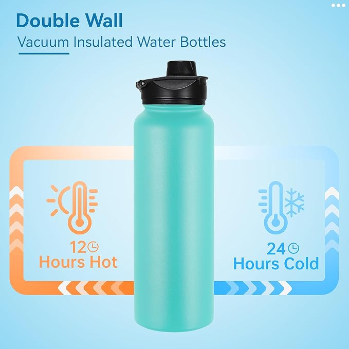 VEGOND 40 oz Insulated Water Bottle Bulk Stainless Steel Metal Water Bottles - Image 3