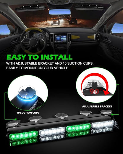 HLauto 604N Emergency Dash Strobe Lights: 2x16.8 inch Green White Security - Image 6