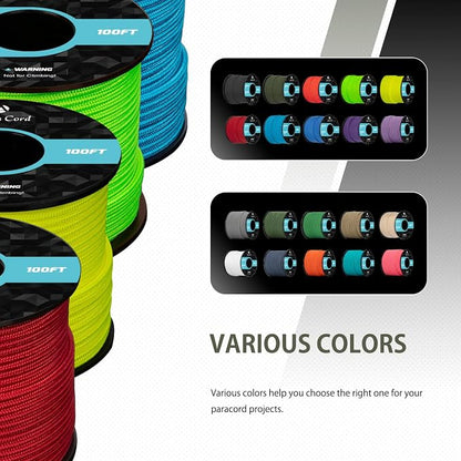 Abma Cord 2.4mm Paracord 275 100ft Nylon Rope 4 Strands Tactical Parachute Cord - Image 5