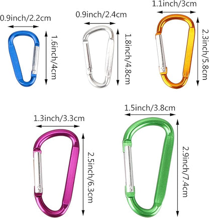 SWATOM Aluminum D-Shape Carabiner Clip 1.6/1.8/2.2/2.6/3 Inches Spring Snap - Image 2