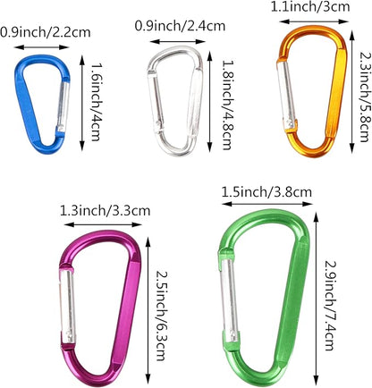 SWATOM Aluminum D-Shape Carabiner Clip 1.6/1.8/2.2/2.6/3 Inches Spring Snap - Image 2