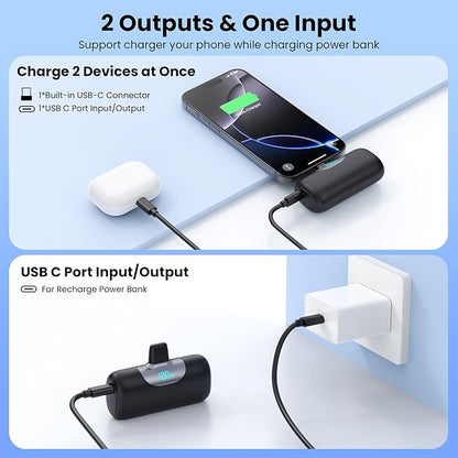 Mini Portable Charger for iPhone 17/16, 5500mAh LCD Display USB C Power Bank - Image 5