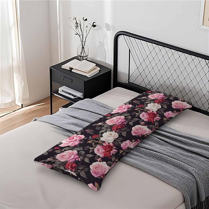 Outdoor Pillows Body Pillow Cover Rose Lumbar Body Pillow Case Protector - Image 7