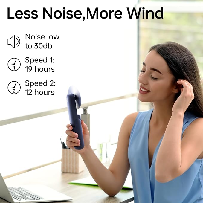 JISULIFE Portable Handheld Fan, Mini Personal 3-In-1 - Image 3