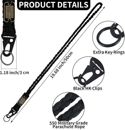 Frienda 2 Set Heavy Duty Paracord Lanyard Necklace Whistles Strap Braided 550 - Image 2