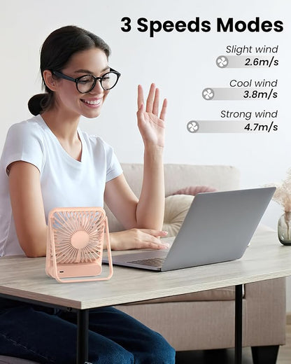Koonie Desk Fan, Ultra Quiet 2.5-11h Battery Operated Small USB Fan - Image 6